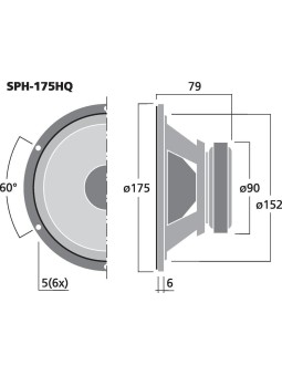 Monacor SPM-165/8 dimensions